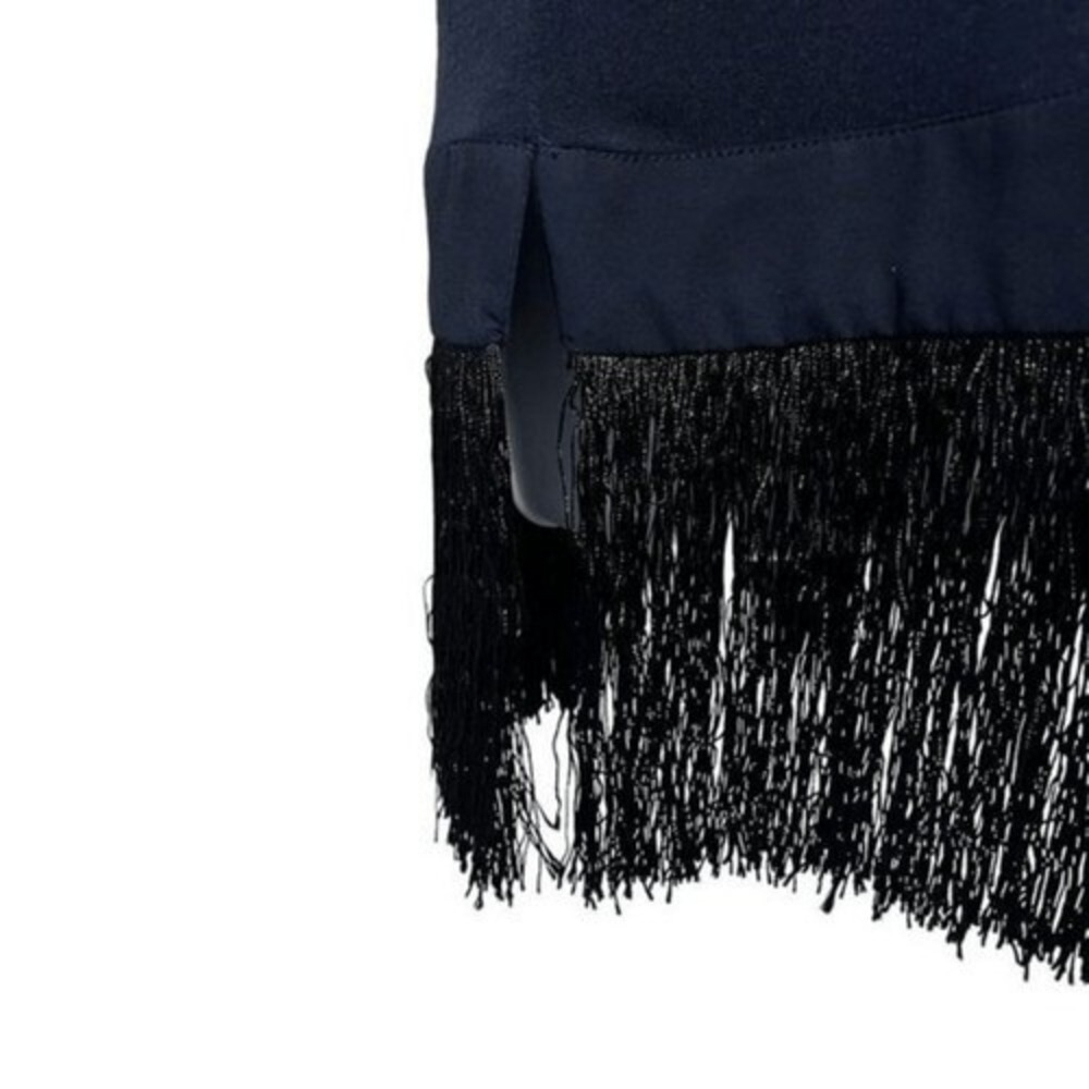 J. CREW Dark  Navy  Sleeveless Tunic Top‎  Fringe  Hem EUC Medium - Picture 5 of 7